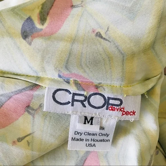 Crop david peck M Silk romper Artsy chartreuse bird print - Picture 3 of 12
